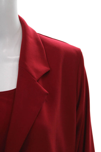 Sympli Womens Collared Top Set Red Polyester Button Sleeveless Size 10
