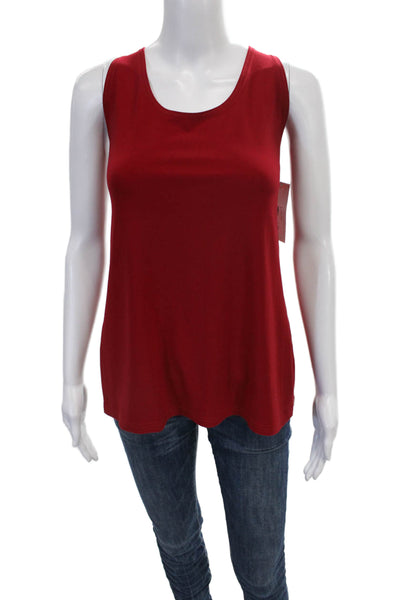 Sympli Womens Collared Top Set Red Polyester Button Sleeveless Size 10