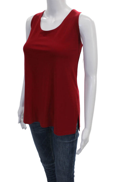Sympli Womens Collared Top Set Red Polyester Button Sleeveless Size 10
