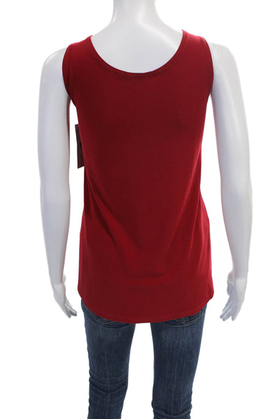 Sympli Womens Collared Top Set Red Polyester Button Sleeveless Size 10