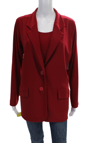 Sympli Womens Collared Red Top Set Polyester Size 14