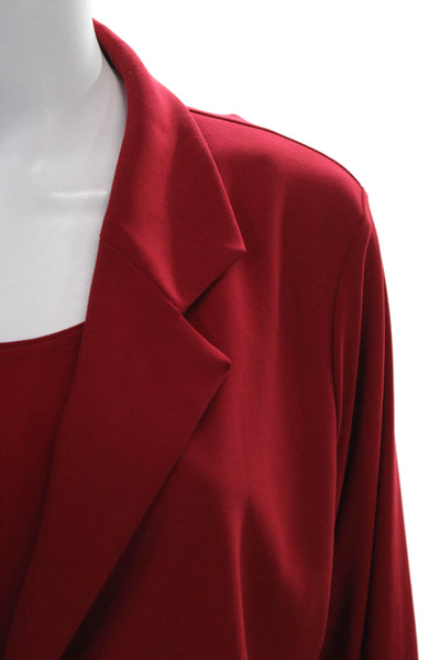 Sympli Womens Collared Red Top Set Polyester Size 14