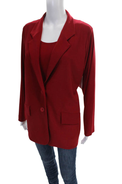 Sympli Womens Collared Red Top Set Polyester Size 14