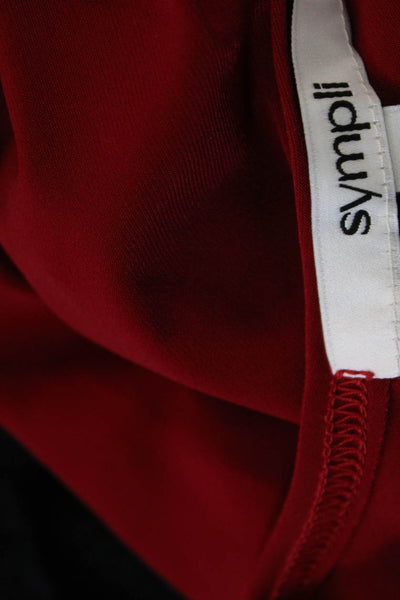 Sympli Womens Collared Red Top Set Polyester Size 14