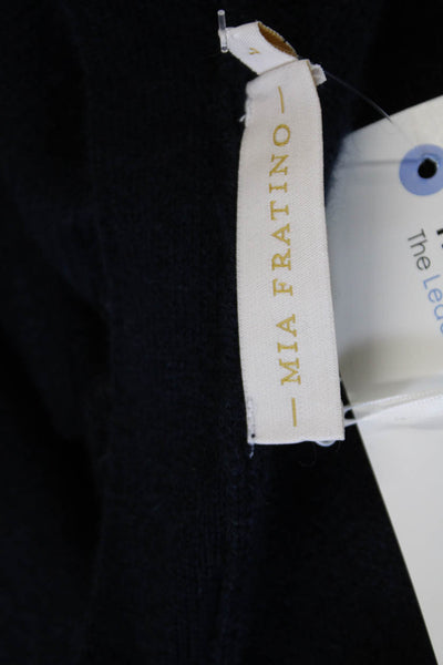 Mia Fratino Women Merino Wool V-Neck Cardigan Blue Long Sleeve Size XS
