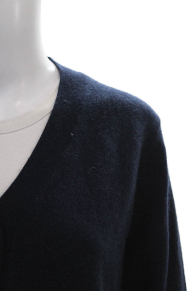 Mia Fratino Womens Cardigan Blue Merino Wool V-Neck Long Sleeve Size L