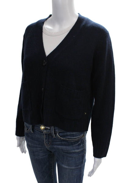Mia Fratino Womens Cardigan Blue Merino Wool V-Neck Long Sleeve Size L