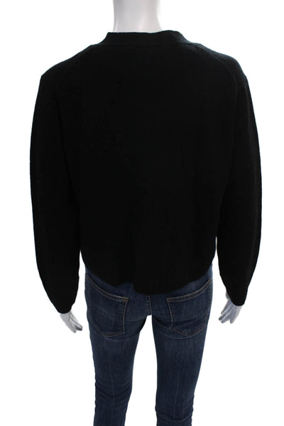 Mia Fratino Women Cardigan Black V Neck Merino Wool Long Sleeve Size XS