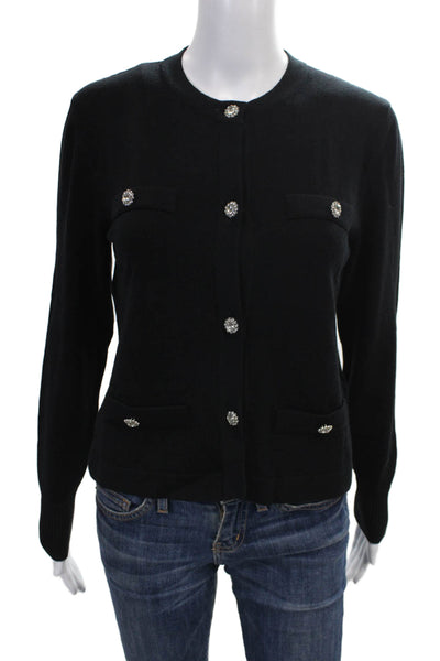 Aldo Martins Women Cardigan Black Viscose Round Neck Long Sleeve Size XL