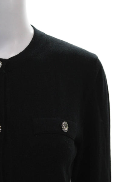 Aldo Martins Women Cardigan Black Viscose Round Neck Long Sleeve Size XL