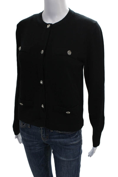 Aldo Martins Women Cardigan Black Viscose Round Neck Long Sleeve Size XL