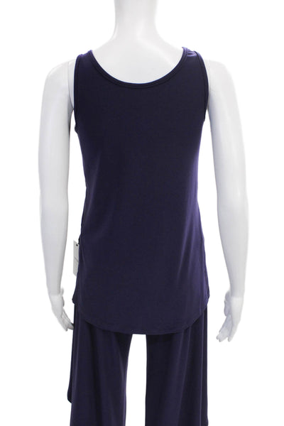 Sympli Women Purple Geometric V-Neck Polyester Outfit Set 3/4 Sleeve Size 2