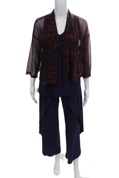 Sympli Womens Outfit Set Purple V-Neck 3/4 Sleeve Polyester Size 14