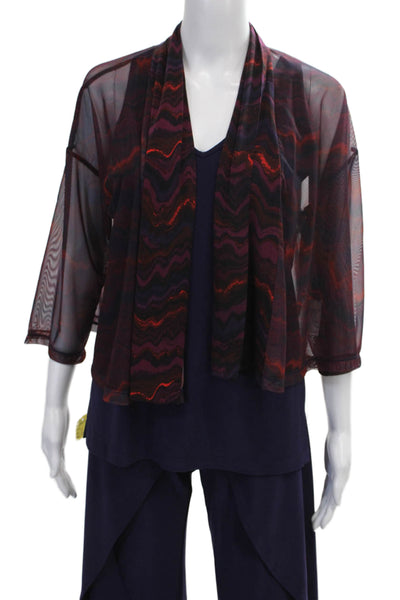 Sympli Womens Outfit Set Purple V-Neck 3/4 Sleeve Polyester Size 14