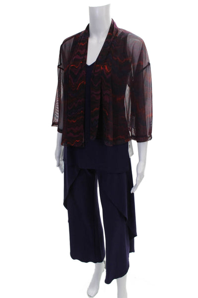 Sympli Womens Outfit Set Purple V-Neck 3/4 Sleeve Polyester Size 14
