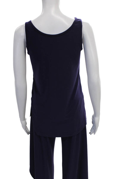 Sympli Women V-Neck Blue Polyester 3/4 Sleeve Outfit Set Size 2