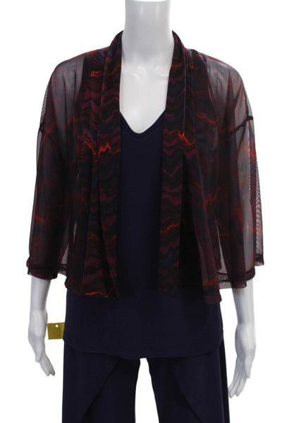 Sympli Women Outfit Set Purple V Neck Geometric 3/4 Sleeve Size 4