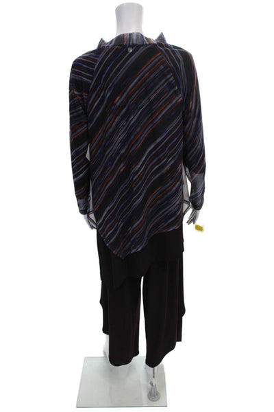 Sympli Womens Multicolor Striped Cowl Neck Outfit Set Sleeveless Size 16