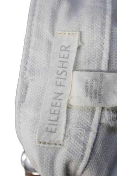 Eileen Fisher Women Cropped Pants Ivory Cotton Button Solid Size 8