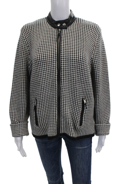 Lauren Ralph Lauren Womens Black Wool Check Basic Jacket Zip Size XL