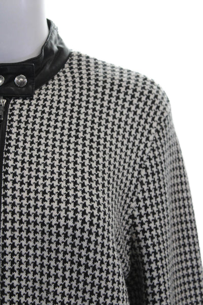 Lauren Ralph Lauren Womens Black Wool Check Basic Jacket Zip Size XL