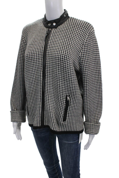Lauren Ralph Lauren Womens Black Wool Check Basic Jacket Zip Size XL