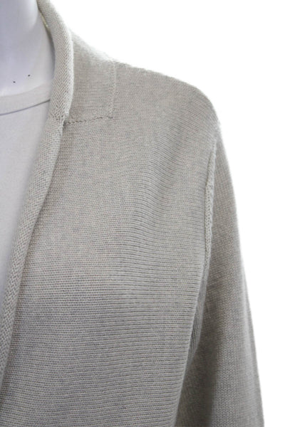Eileen Fisher Women Beige Merino Wool Collared Cardigan Long Sleeve Size M