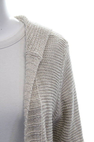 Eileen Fisher Women Cardigan Linen V-Neck Long Sleeve Beige Size M