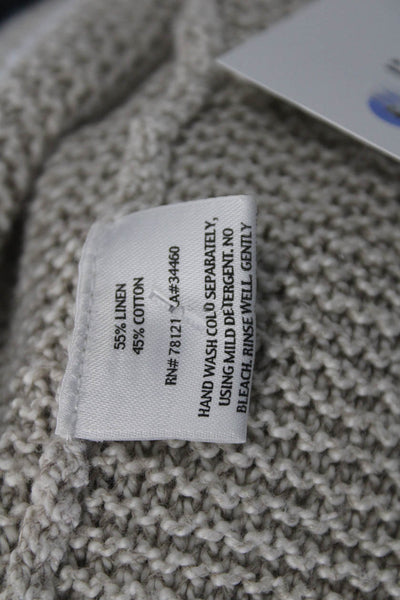 Eileen Fisher Women Cardigan Linen V-Neck Long Sleeve Beige Size M