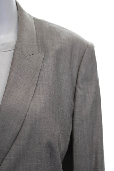 Boss Hugo Boss Women Virgin Wool Gray Blazer Button Long Sleeve Size 14