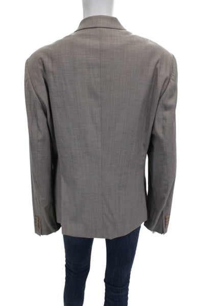 Boss Hugo Boss Women Virgin Wool Gray Blazer Button Long Sleeve Size 14