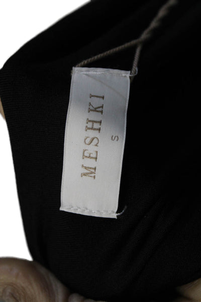 Meshki Women Romper Black V-Neck Long Sleeve Nylon Pullover Size S