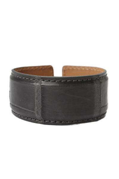 Tardini Genuine American Alligator Adjustable Wrap Cuff Bracelet Dark Gray