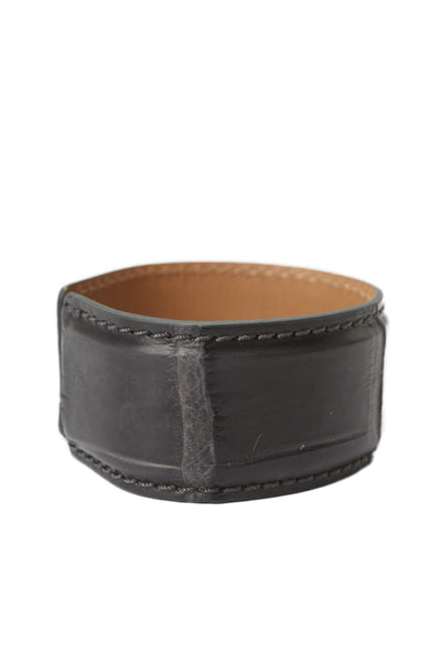 Tardini Genuine American Alligator Adjustable Wrap Cuff Bracelet Dark Gray