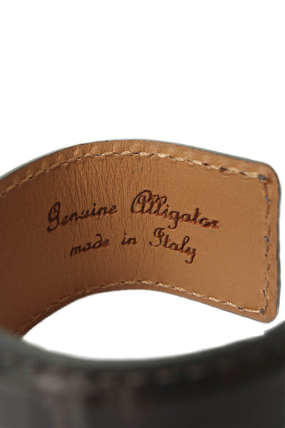 Tardini Genuine American Alligator Adjustable Wrap Cuff Bracelet Dark Gray