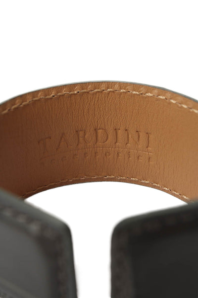 Tardini Genuine American Alligator Adjustable Wrap Cuff Bracelet Dark Gray