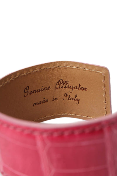 Tardini Genuine American Alligator Adjustable Wrap Cuff Bracelet Hot Pink