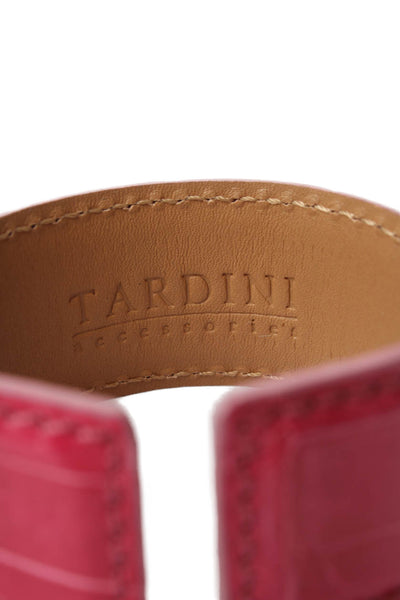 Tardini Genuine American Alligator Adjustable Wrap Cuff Bracelet Hot Pink
