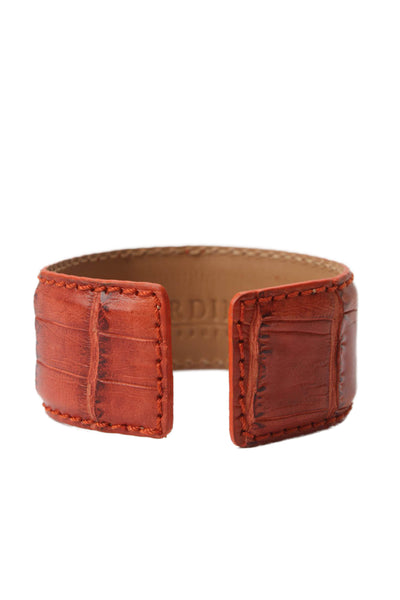 Tardini Womens Genuine American Alligator Adjustable Wrap Cuff Bracelet Orange