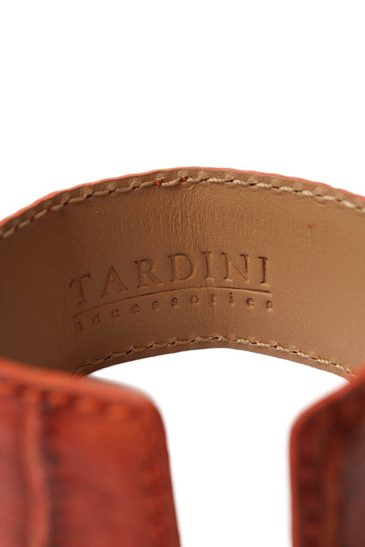 Tardini Womens Genuine American Alligator Adjustable Wrap Cuff Bracelet Orange