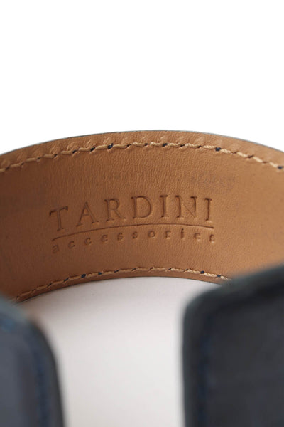 Tardini Womens Genuine American Alligator Adjustable Wrap Cuff Bracelet Navy