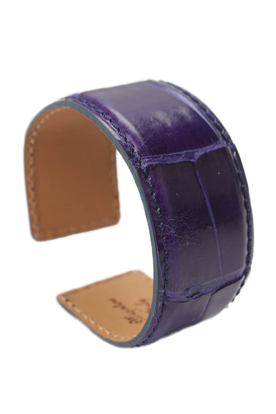 Tardini Womens Genuine American Alligator Adjustable Wrap Cuff Bracelet Purple