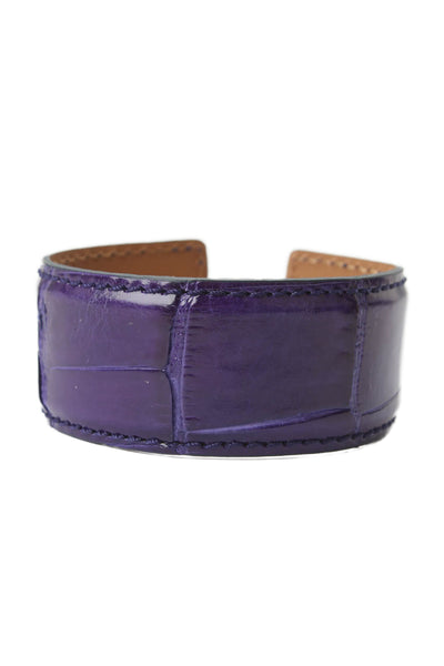 Tardini Womens Genuine American Alligator Adjustable Wrap Cuff Bracelet Purple