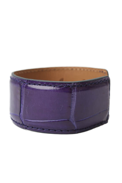 Tardini Womens Genuine American Alligator Adjustable Wrap Cuff Bracelet Purple