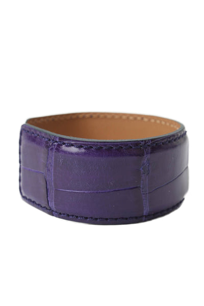 Tardini Womens Genuine American Alligator Adjustable Wrap Cuff Bracelet Purple