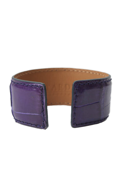 Tardini Womens Genuine American Alligator Adjustable Wrap Cuff Bracelet Purple
