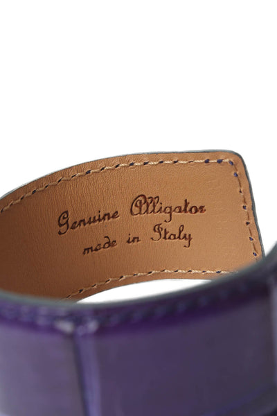 Tardini Womens Genuine American Alligator Adjustable Wrap Cuff Bracelet Purple