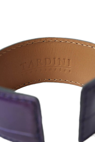 Tardini Womens Genuine American Alligator Adjustable Wrap Cuff Bracelet Purple