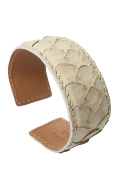Tardini Womens Genuine Python Adjustable Wrap Cuff Bracelet Beige
