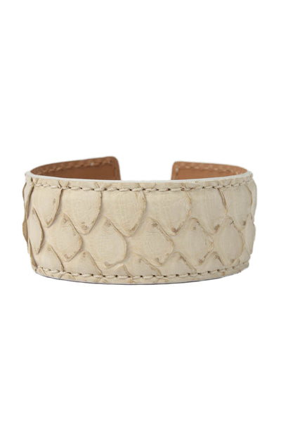 Tardini Womens Genuine Python Adjustable Wrap Cuff Bracelet Beige